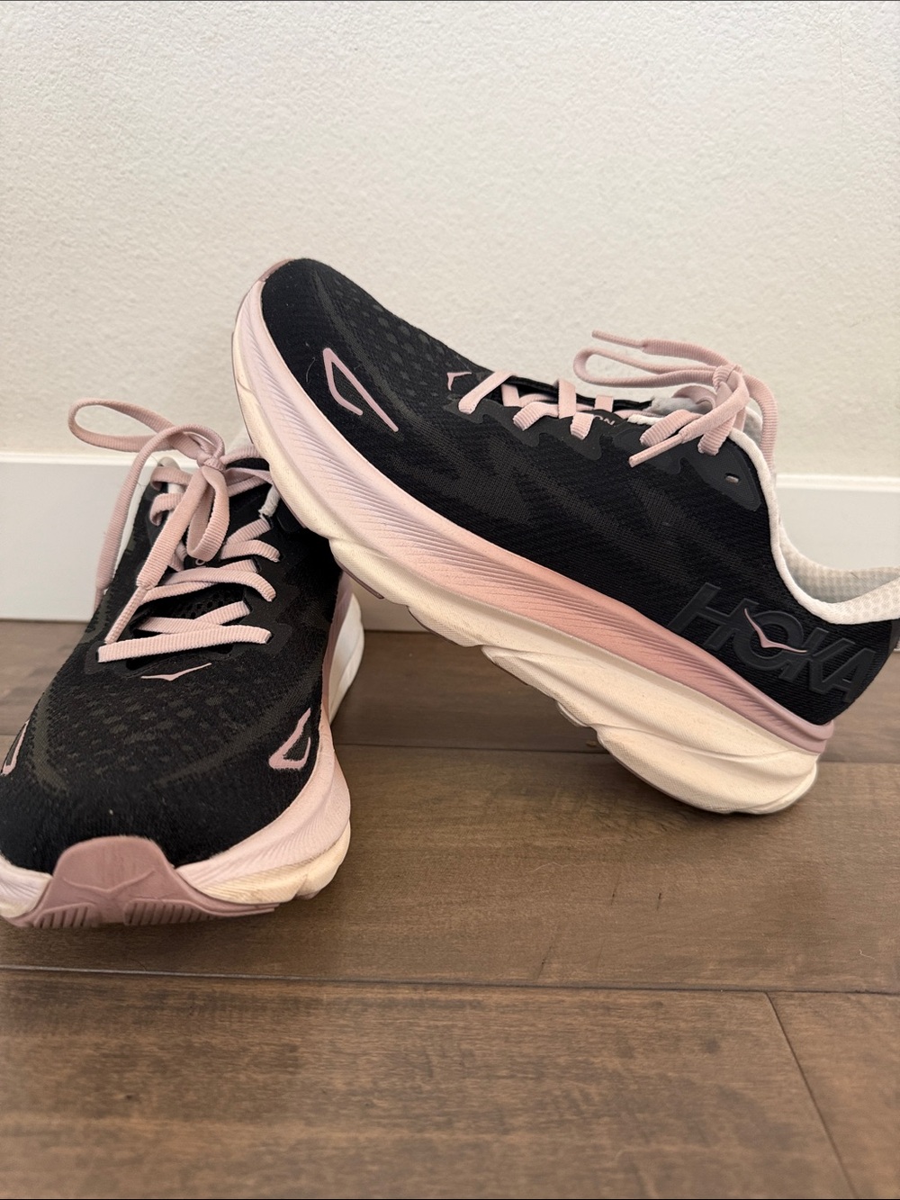 Hoka Women's Black and Purple Cushioned Running Shoes